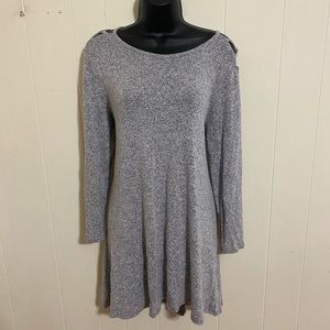 Gray Poof Cold Shoulder Dress